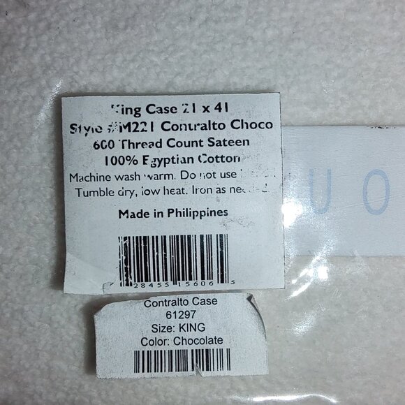 MATOUK CONTRALTO PILLOWCASE 600TC EGYPTIAN COTTON SATEEN CHOCOLATE-SAND KING NEW - Picture 4 of 5